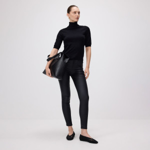 Woskowane spodnie slim - 36 - czarny - damska - Reserved - 326GF-99X