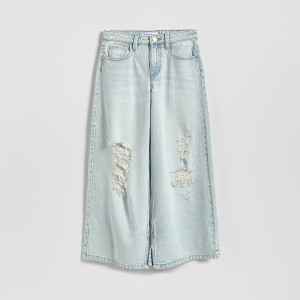 Jeansy super wide leg - 122 (6-7 lat) - niebieski - dziewczynki - Reserved - 328HN-05J