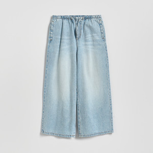 Jeansy super wide leg - 140 (9 lat) - niebieski - dziewczynki - Reserved - 329HN-50J