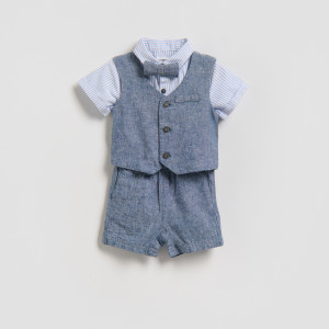 Elegancki komplet z lnem - 62 (1-3 m.) - niebieski - chłopcy - Reserved - 330HV-55X