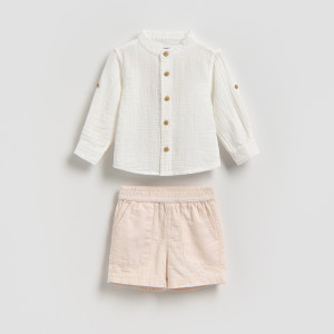 Bawełniany komplet - 62 (1-3 m.) - złamana biel - chłopcy - Reserved - 333HV-01X