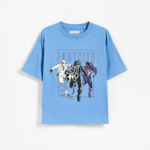 Bawełniany t-shirt Fortnite - 134 (8 lat) - niebieski - chłopcy - Reserved - 333JV-55X