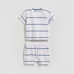 Dzianinowy komplet z wiskozą - 62 (1-3 m.) - złamana biel - chłopcy - Reserved - 334HV-01X