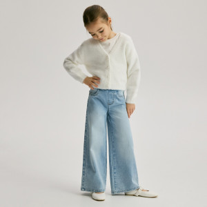 Elastyczne jeansy wide leg - 116 (5-6 lat) - niebieski - dziewczynki - Reserved - 342HN-05J