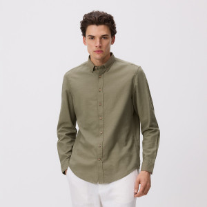 Strukturalna koszula regular fit - L - oliwkowy - męska - Reserved - 344HF-81X