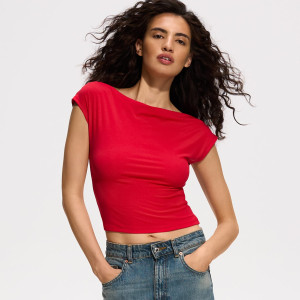 Krótki top - XL - czerwony - damska - Reserved - 346JX-33X