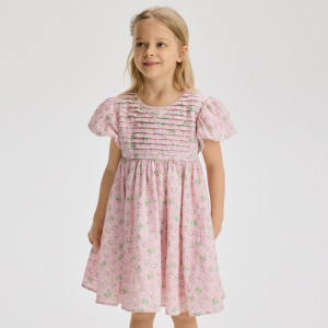 Sukienka we wzory - 146 (10 lat) - pastelowy róż - dziewczynki - Reserved - 348IB-03P