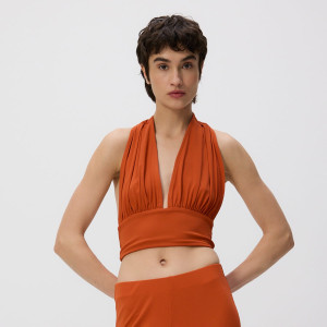 Krótki top halter - M/L - pomarańczowy - damska - Reserved - 349GU-23X
