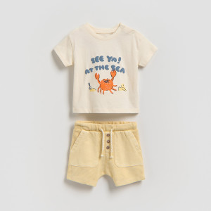 Bawełniany komplet - 62 (1-3 m.) - złamana biel - chłopcy - Reserved - 350HV-01X