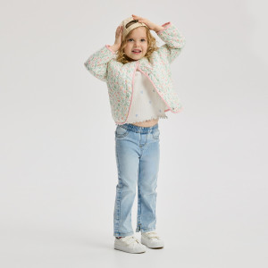 Jeansy straight z rozcięciami - 110 (4-5 lat) - niebieski - dziewczynki - Reserved - 351HN-05J