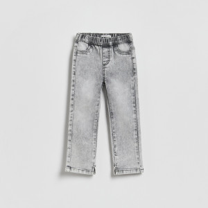 Jeansy straight z rozcięciami - 80 (9-12 m.) - jasnoszary - dziewczynki - Reserved - 351HN-09J