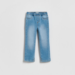 Jeansy straight z rozcięciami - 104 (3-4 lata) - niebieski - dziewczynki - Reserved - 351HN-50J