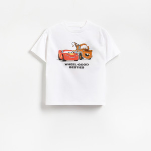 Bawełniany t-shirt Auta - 98 (2-3 lata) - biały - chłopcy - Reserved - 357JV-00X