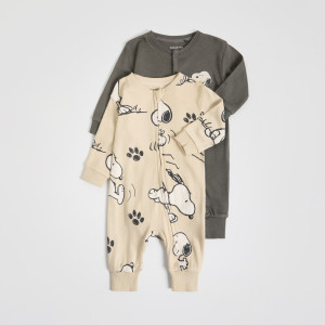 Pajacyk Snoopy 2 pack - 74 (6-9 m.) - ciemnoszary - chłopcy - Reserved - 363FP-90X