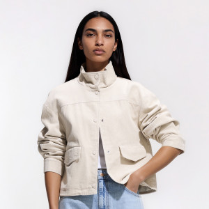 Sztruksowa kurtka oversize - L - kremowy - damska - Reserved - 363KK-02X