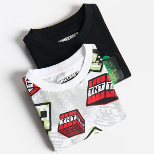 Bawełniany t-shirt Minecraft 2 pack - 122 (6-7 lat) - biały - chłopcy - Reserved - 369JV-00X