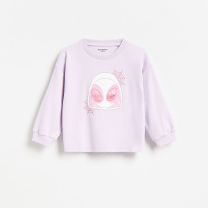 Bluza z haftem Marvel - 116 (5-6 lat) - lawendowy - dziewczynki - Reserved - 370LQ-04X