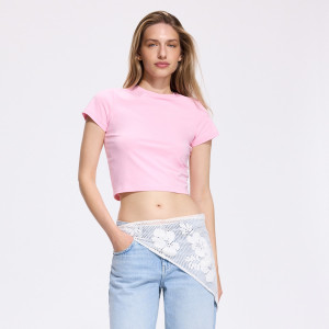 Bawełniany t-shirt - L - różowy - damska - Reserved - 371HT-30X