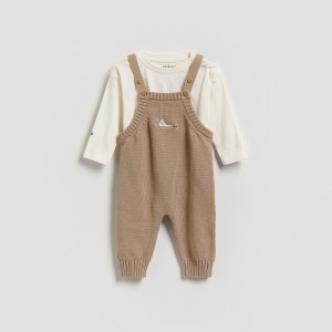 Bawełniany komplet - 62 (1-3 m.) - brązowy - chłopcy - Reserved - 371HV-88X