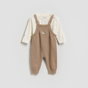Bawełniany komplet - 80 (9-12 m.) - brązowy - chłopcy - Reserved - 371HV-88X