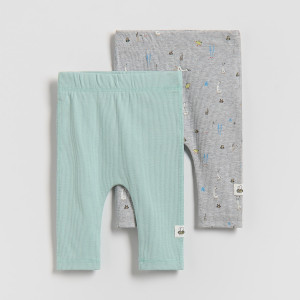 Prążkowane legginsy 2 pack - 74 (6-9 m.) - zielony - chłopcy - Reserved - 372HV-77X