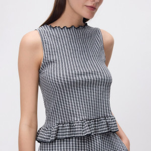 Top w kratkę vichy - XL - czarny - damska - Reserved - 373GU-99X