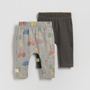 Bawełniane legginsy 2 pack - 62 (1-3 m.) - ciemnoszary - chłopcy - Reserved - 376HV-90X