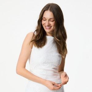 Ażurowy top - L - biały - damska - Reserved - 378HT-00X