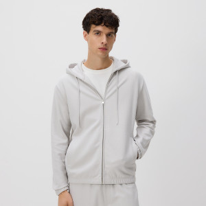 Rozpinana bluza z kapturem - L - jasnoszary - męska - Reserved - 380HM-09X