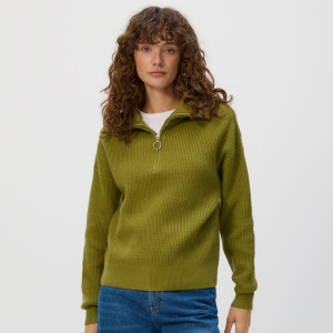 Sweter z wiskozą - M - ciemnozielony - damska - Reserved - 381GP-78X