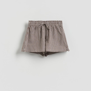 Szorty w kratę - L - ciemnobrązowy - damska - Reserved - 383JS-89X