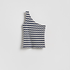 Top na jedno ramię - L - granatowy - damska - Reserved - 386HT-59X