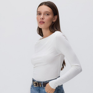 Bluzka z marszczeniami - XL - złamana biel - damska - Reserved - 387IK-01X