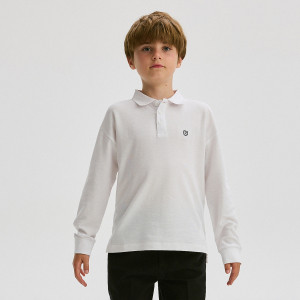 Longsleeve z haftem - 116 (5-6 lat) - biały - chłopcy - Reserved - 391BF-00X