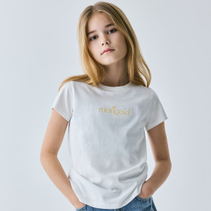 T-shirt z haftem - 116 (5-6 lat) - złamana biel - dziewczynki - Reserved - 395HU-01X