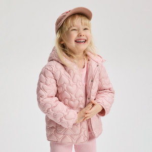 Pikowana kurtka z kapturem - 104 (3-4 lata) - różowy - dziewczynki - Reserved - 396HR-30X