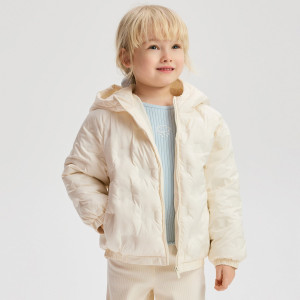 Pikowana kurtka z kapturem - 110 (4-5 lat) - złamana biel - dziewczynki - Reserved - 397HR-01X