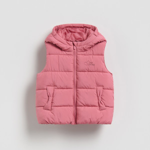 Pikowana kamizelka z kapturem - 104 (3-4 lata) - różowy - dziewczynki - Reserved - 398HR-38X