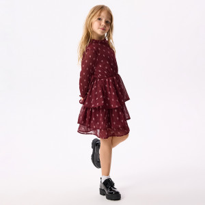 Wzorzysta sukienka - 116 (5-6 lat) - bordowy - dziewczynki - Reserved - 398IB-83P