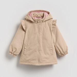 Gładka kurtka z kapturem - 104 (3-4 lata) - beżowy - dziewczynki - Reserved - 399HR-80X