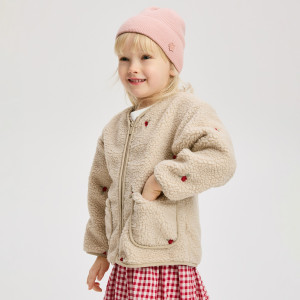Kurtka z imitacji baranka - 80 (9-12 m.) - beżowy - dziewczynki - Reserved - 401HR-08X