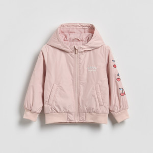 Kurtka z nadrukiem na plecach - 104 (3-4 lata) - brudny róż - dziewczynki - Reserved - 402HR-39X