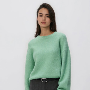 Sweter z dodatkiem wełny - L - jasnoturkusowy - damska - Reserved - 403HI-06M