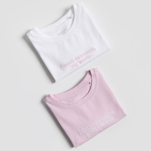 Bawełniany t-shirt z haftem 2 pack - 116 (5-6 lat) - wielobarwny - dziewczynki - Reserved - 403HU-MLC