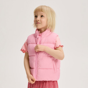 Pikowana kamizelka - 80 (9-12 m.) - pastelowy róż - dziewczynki - Reserved - 404HR-03X