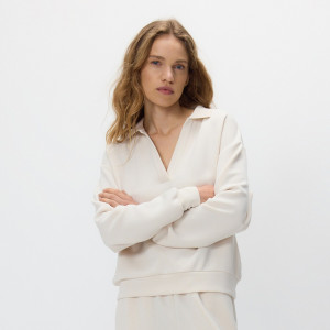 Bluza z modalem - M - beżowy - damska - Reserved - 405GA-08X