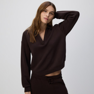 Bluza z modalem - M - ciemnobrązowy - damska - Reserved - 405GA-89X