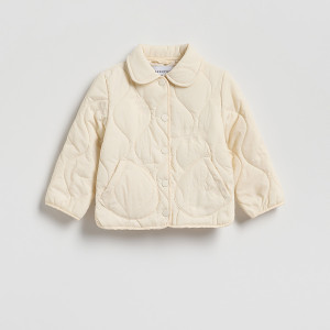 Lekka kurtka z kołnierzem - 116 (5-6 lat) - złamana biel - dziewczynki - Reserved - 406HR-01X