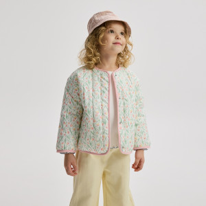 Wzorzysta kurtka - 104 (3-4 lata) - złamana biel - dziewczynki - Reserved - 407HR-01X