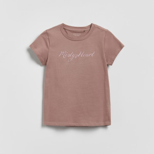 T-shirt z wypukłym napisem - 116 (5-6 lat) - brązowy - dziewczynki - Reserved - 407HU-84X